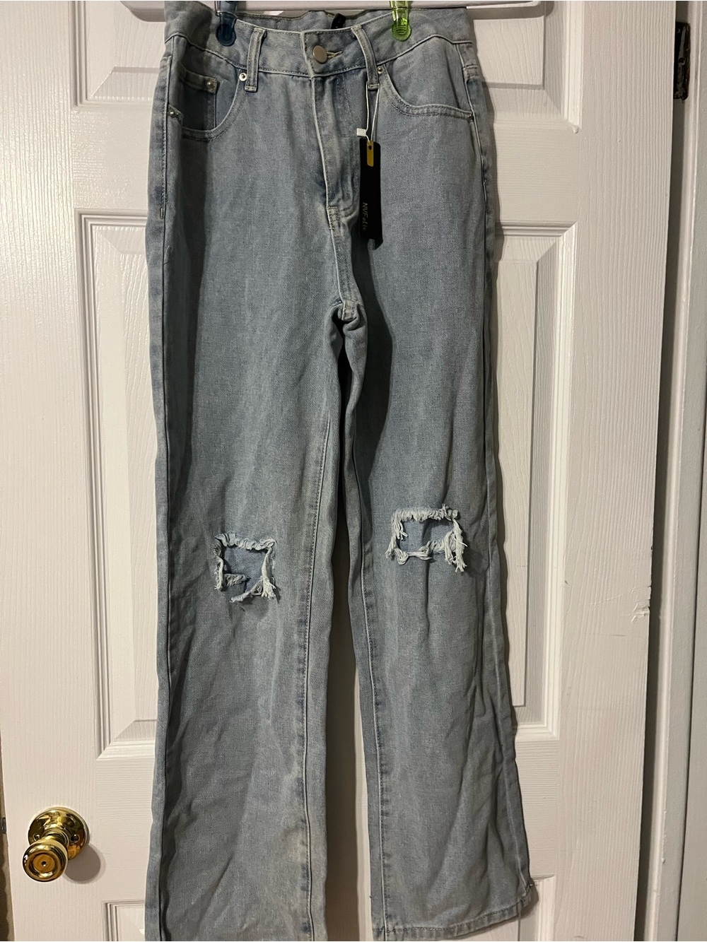 Light Wash  women’s NV Felix Distressed Wide-Leg Jeans NWT